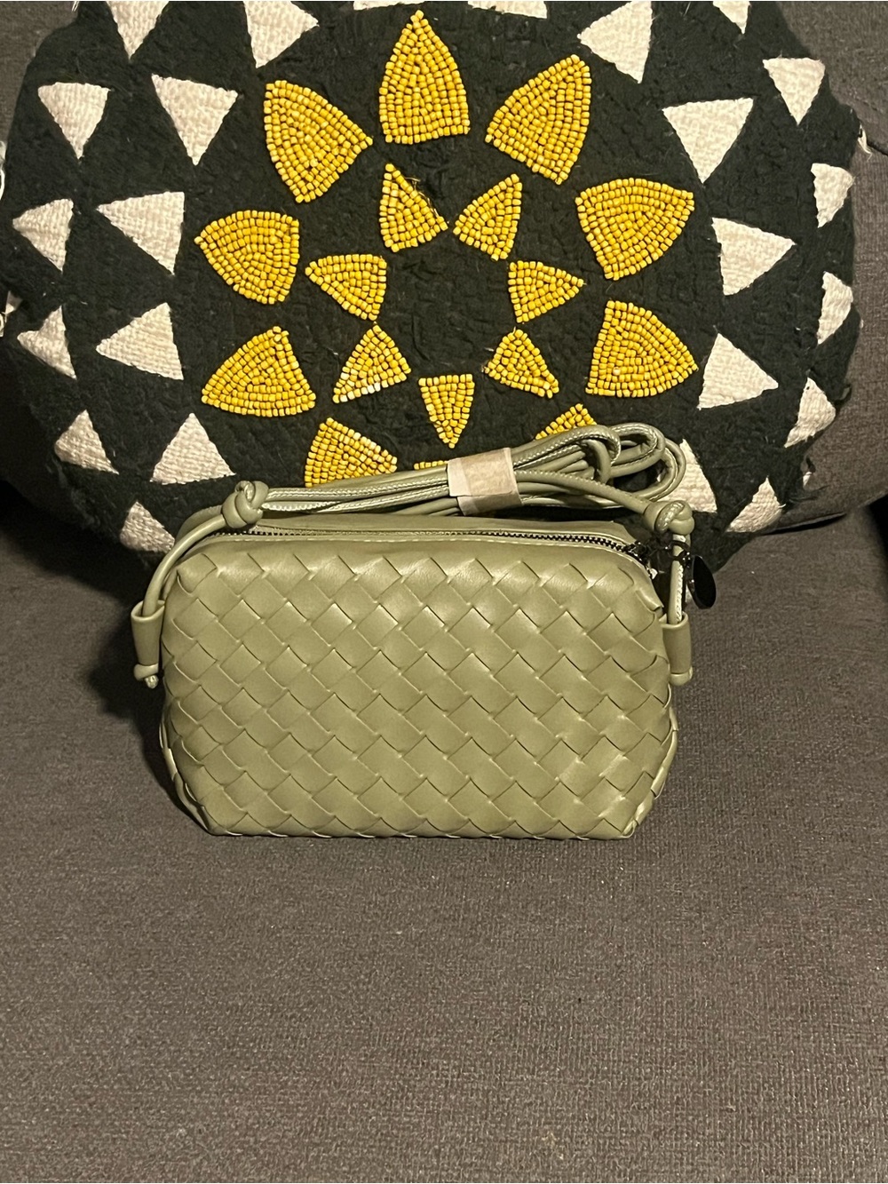 Woven Crossbody Bag in Olive